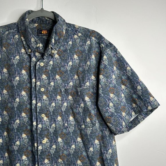 90s vintage blue dragon button up short sleeve shirt size medium - Picture 3 of 5